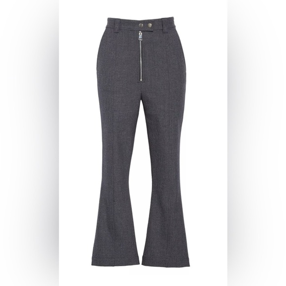 A.L.C Grey Plaid Flare Leg Trouser Pants Exposed Zipper Size 10 - Picture 3 of 16